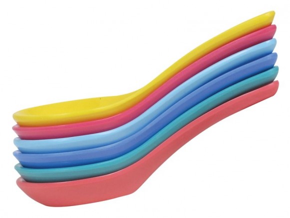 Asian soup spoons in 6 assorted high summer colours by RICE