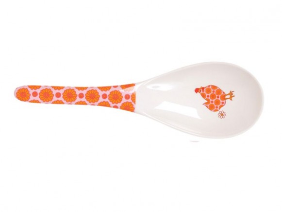 Melamine salad spoon with orange pattern by RICE