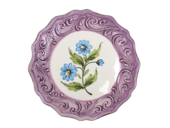 Side plate in purple with blue daisies by RICE