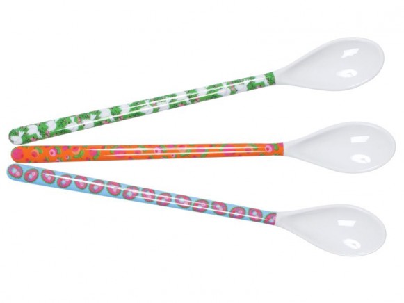 Long spoons with green kiss-peace-glamourama print by RICE