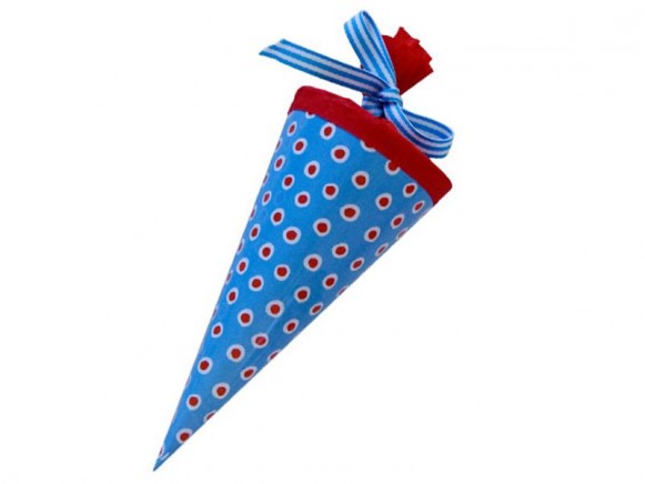 Small school cornet Blue with red dots by krima & isa