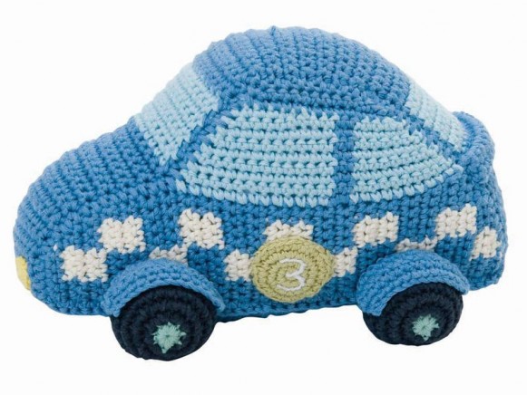 Hand crochet blue racing car by Sebra