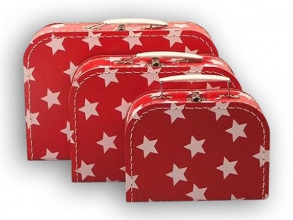 Suitcase set in red with stars by TOYS & Company