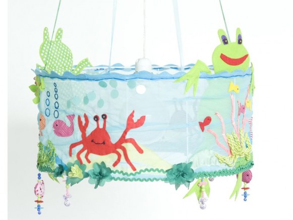 Kids lamp with frogs and crab by Taj Wood