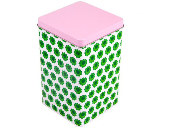 Tin box with green flowers by Blafre