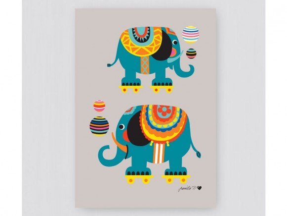 byGraziela: A3 Art Print - Circus Elephant