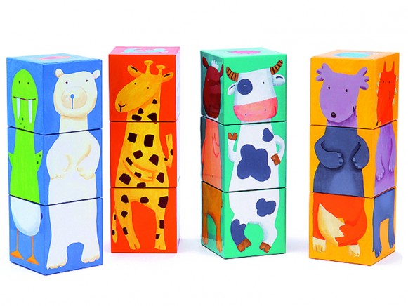 Stacking tower with colourful animals by Djeco