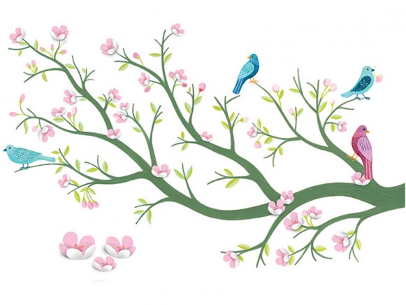 Djeco wall stickers cherry tree in bloom