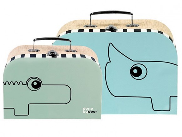 Done by Deer suitcase set blue/green