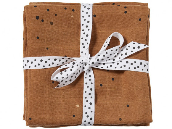 Done by Deer Burp and Swaddle Cloth 2-pack DREAMY DOTS ochre
