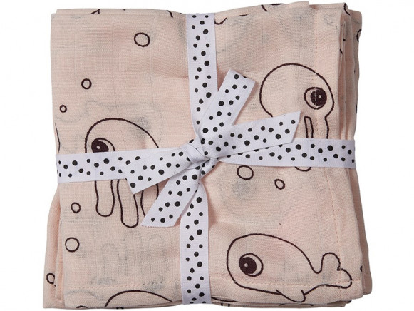 Done by Deer Burp and Swaddle Cloth 2-pack SEA FRIENDS powder