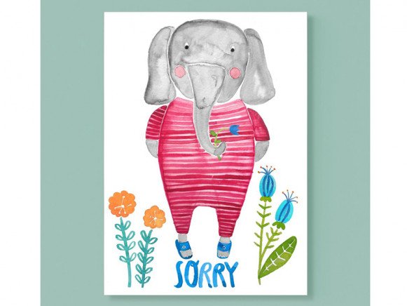 Frau Ottilie Postcard SORRY Elephant