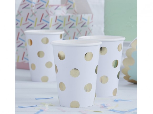 Ginger Ray PAPER CUPS polka dots gold