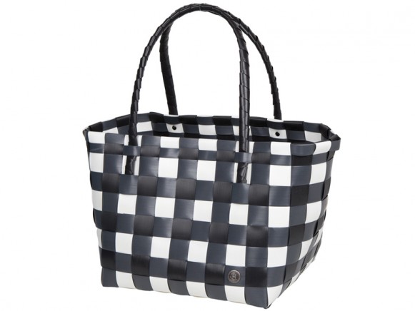 Grey-black-white checked shopper by Handed By