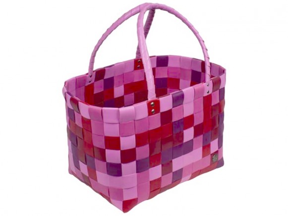 Purple-pink checked shopper by Handed By