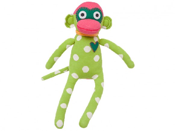 Hickups sock monkey green dots