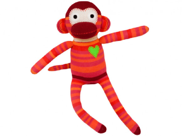 Hickups sock monkey multi pink red