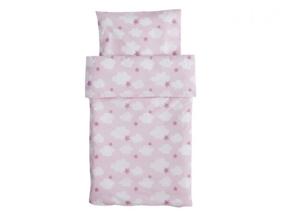 Kids Concept Baby bedding with clouds and stars pink