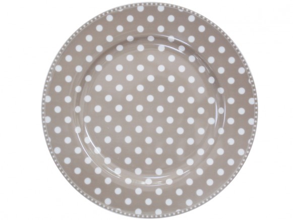 Krasilnikoff dinner plate dots taupe