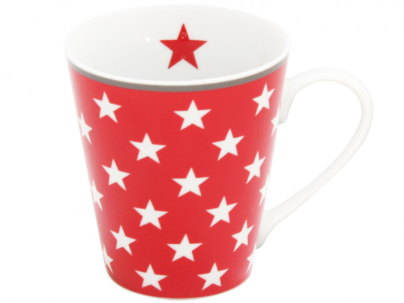 Krasilnikoff Happy Mug with handle stars red