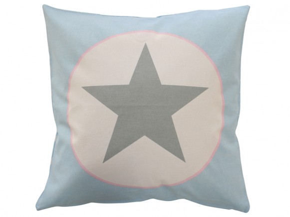 Krasilnikoff cushion blue big star grey