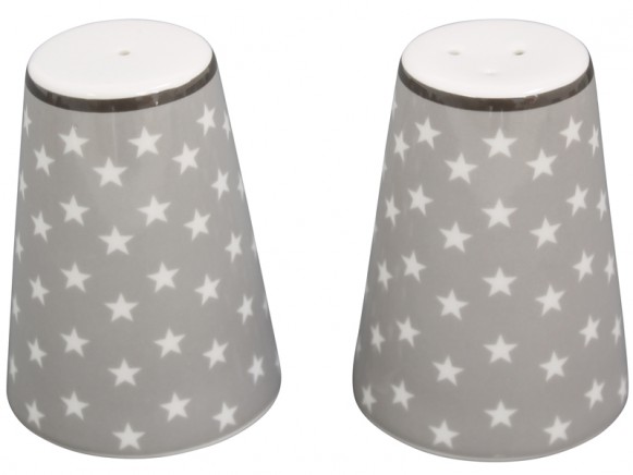 Krasilnikoff salt and pepper set stars light grey