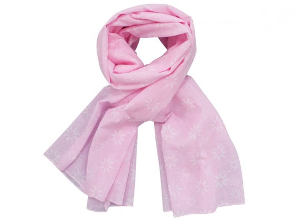 Krasilnikoff scarf pink with diagonal flower print