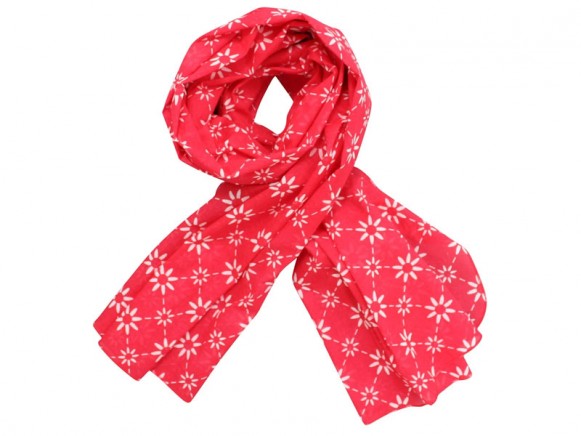 Krasilnikoff scarf red with diagonal flower print