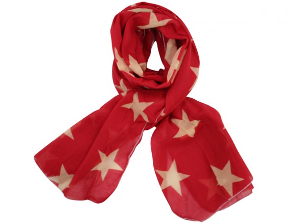 Krasilnikoff scarf red creamy star
