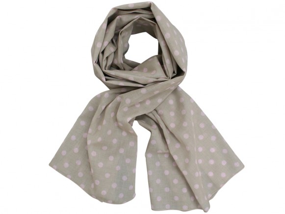 Krasilnikoff scarf taupe with pink dots