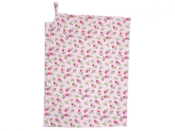 Krasilnikoff tea towel pink with romantic flowers