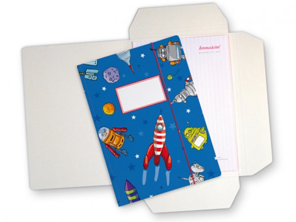 Folder map with rocket and stars