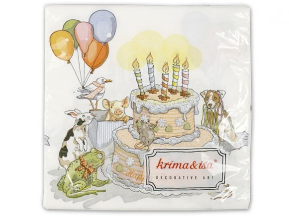 Paper napkins with birthday cake by krima & isa