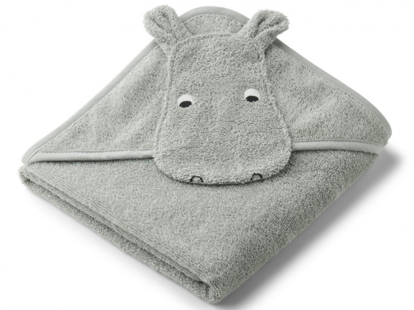 LIEWOOD Hooded Towel ALBERT Hippo dove blue