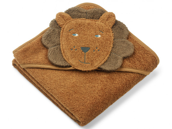 LIEWOOD Hooded Baby Towel ALBERT Lion golden caramel
