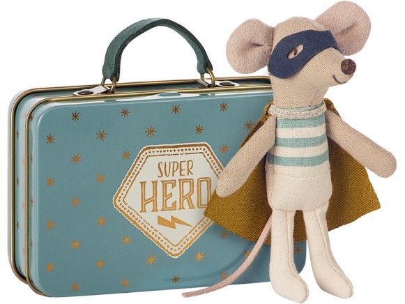 Maileg Mouse SUPERHERO with Suitcase