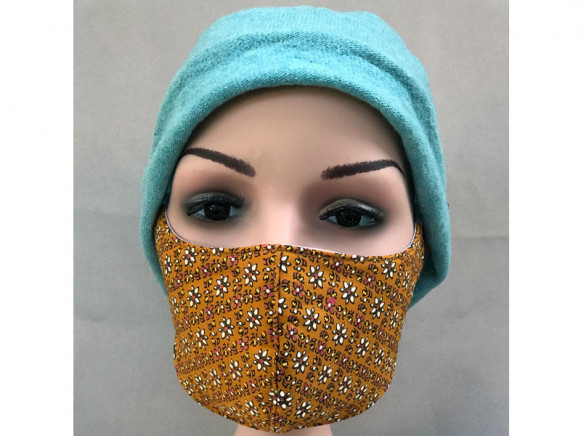 Hickups Fabric Mask ADULTS FEMALE Flowers ochre