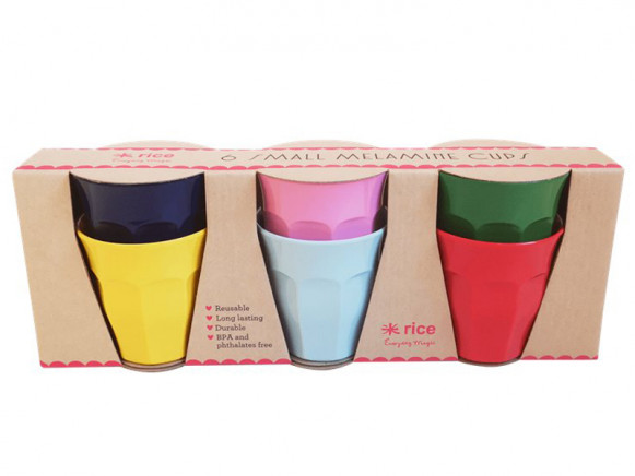 RICE 6 Small Melamine Cups FAVOURITES