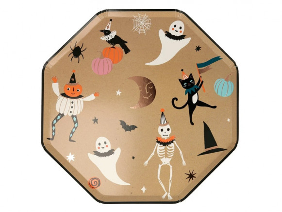 Meri Meri 8 Vintage Halloween Plates DANCING FIGURES