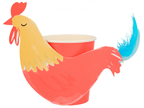 Meri Meri 8 Party Cups ROOSTER On the Farm