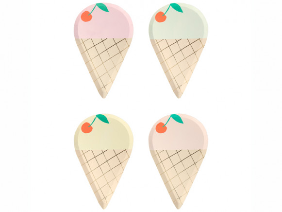 Meri Meri 8 Party Plates ICE CREAM CONE