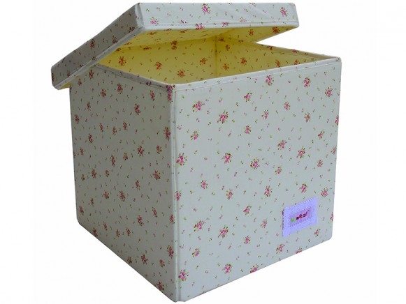 Minene storage box cube flowers creme