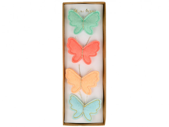 Meri Meri 4 Felt Hair Clips BUTTERFLY