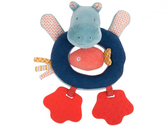 Moulin Roty ring rattle hippo