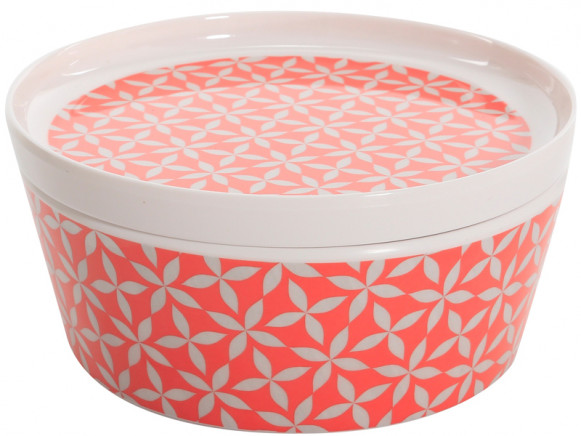 Overbeck and Friends melamine bowl with cover Jamie red