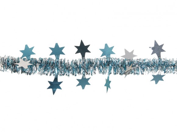 X-mas garland with stars in turquoise-silver