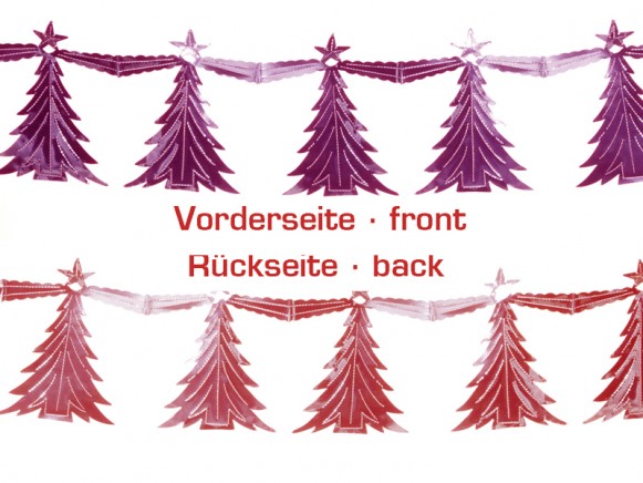 X-mas garland with christmas trees in red-fuchsia