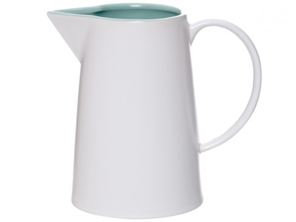Present Time ceramic jug in white with mint