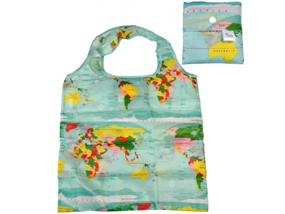 Rex London Recycled Foldaway Shopper Bag WORLD MAP