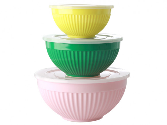 RICE 3 Melamine Bowl Set LET'S SUMMER Colors 1